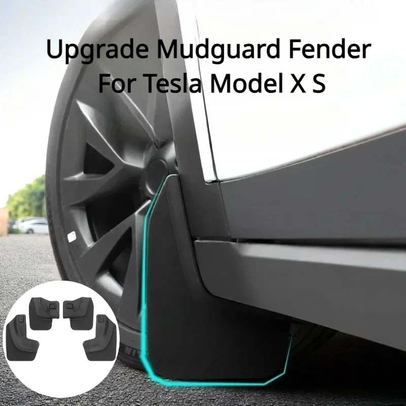 4pcsUpgradeMudguardFenderForTeslaModelXSAutoSplashGuard