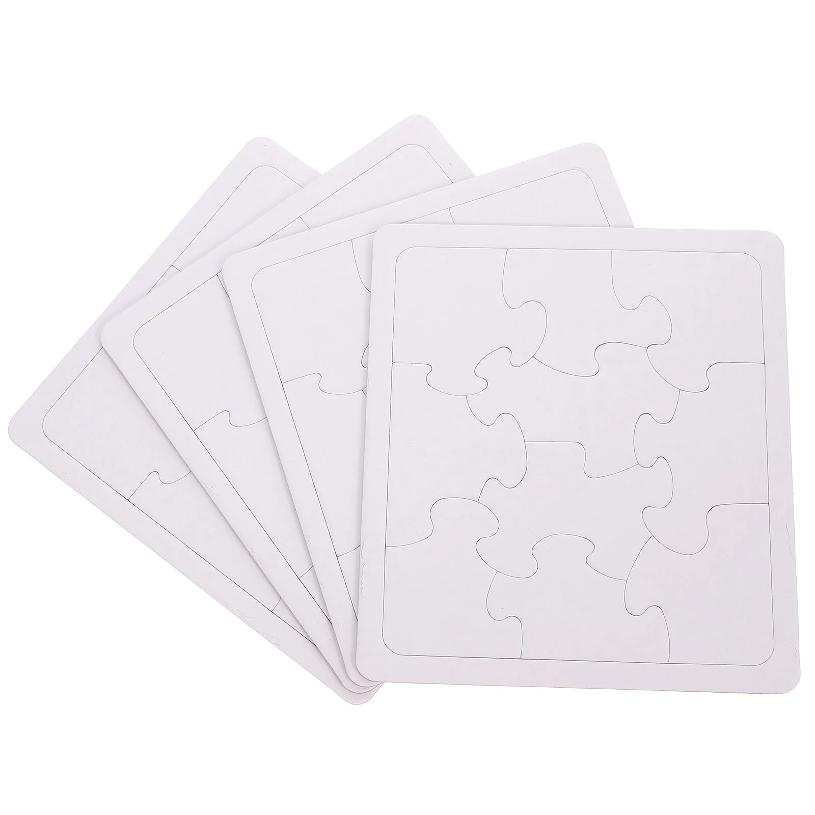 4 Sheets Children's Puzzle Toys Draw Blank Puzzles Drawing on Paper Blanks DIY Supply