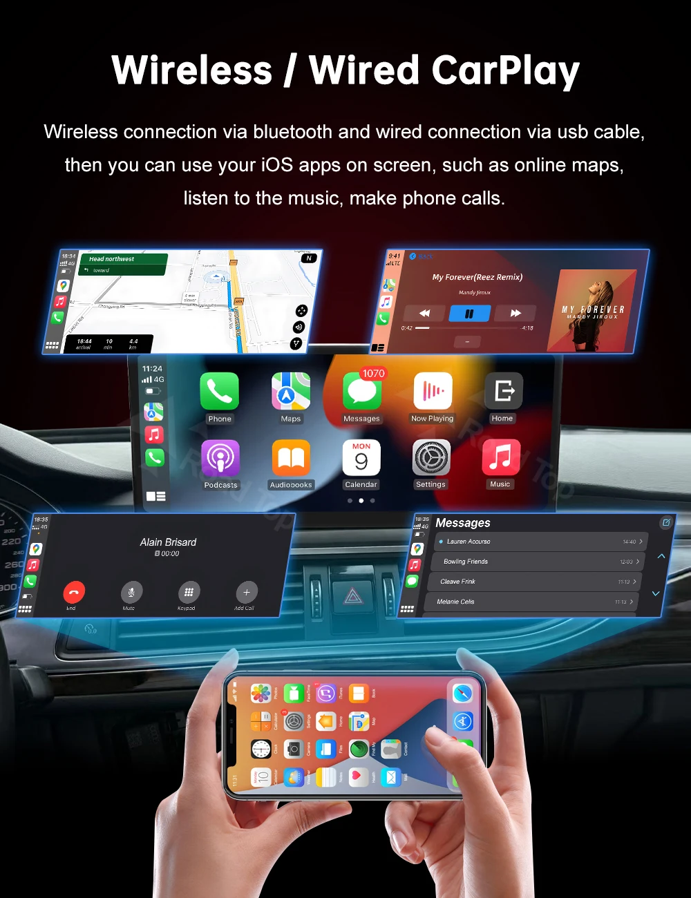 DE RoadTop Für Audi A6 A7 2016-2018 MHI2 MIB2 12,3 Zoll Wireless CarPlay Multimedia Linux Touchscreen Airplay Autolink Funktion – Detail 7