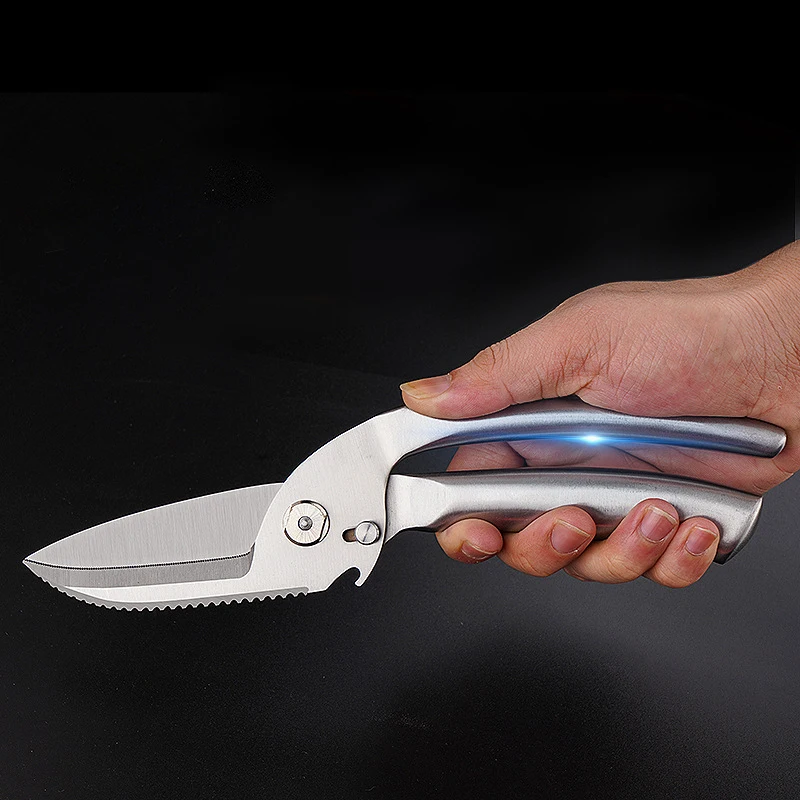 All Steel Integrated Multifunctional Fish Pattern Handle Powerful Kitchen Chicken Bone Scissors Detachable Sharp Cutter for Home 5