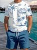 2 Piece Summer Casual Everyday Men's Short Sleeve Shorts Set Hawaiian Print Men's T-shirt Outdoor Sports Men's Beach Shorts 5