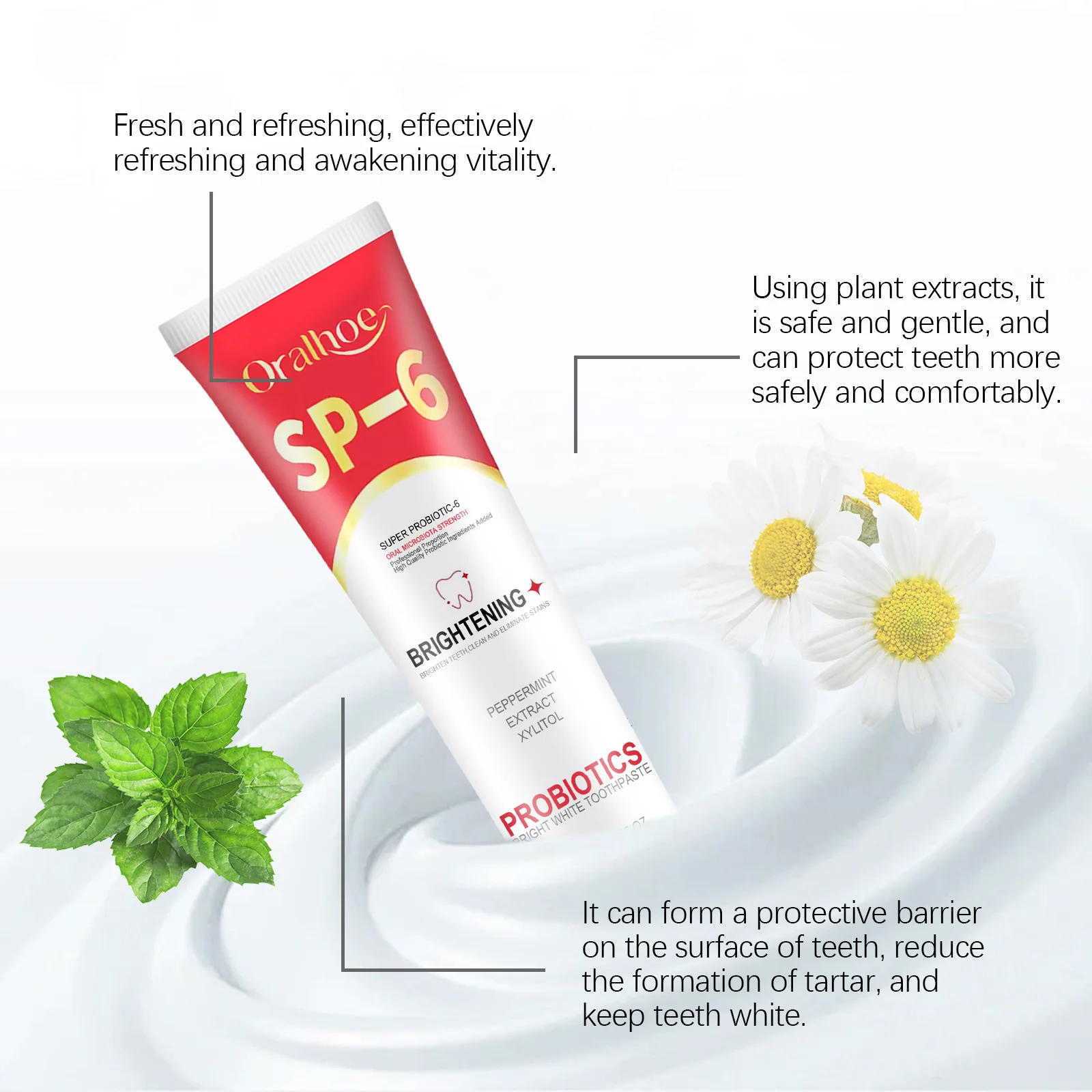 SP6 Probiotic Brightening Toothpaste Remove Plaque Stains Keep Fresh Breath Preventing Periodontitis Oral Teeth Care Toothpastes teeth whitening product teeth whitening essence teeth health product