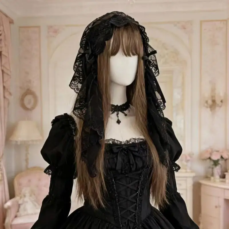 Stilvolles Gothic-Spitzen-Haarteil, elegante traditionelle Haardekoration, Cosplay-Kopfbedeckung, Haarband für Motto-Feier Y08E – Detail 9