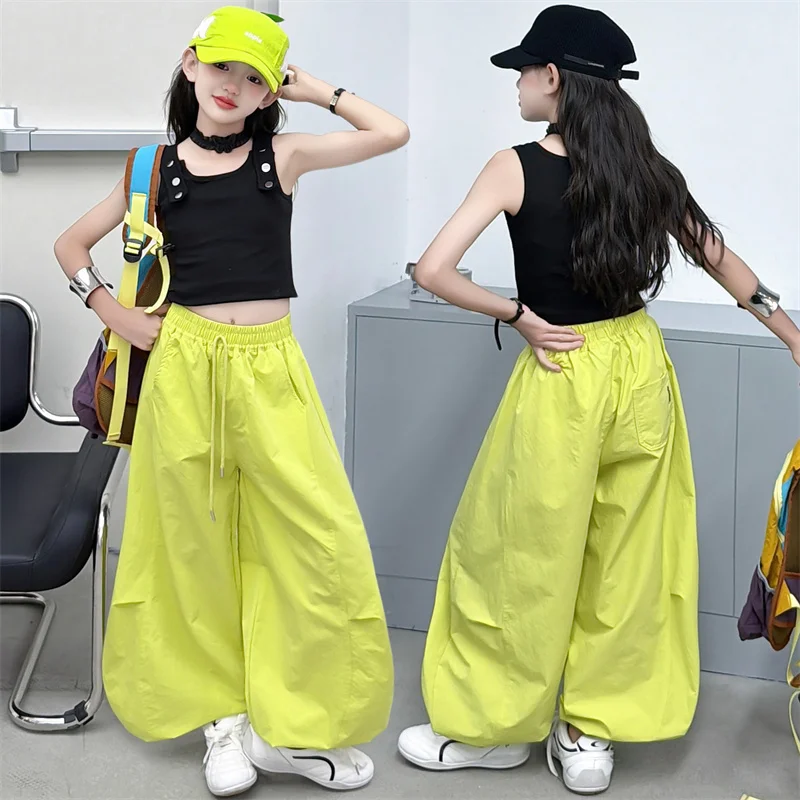 Abbigliamento per bambini da 5 a 14 anni Set di abbigliamento per adolescenti Gilet, top e pantaloni sportivi 2 pezzi Abbigliamento streetwear coreano per ragazze - immagine 3