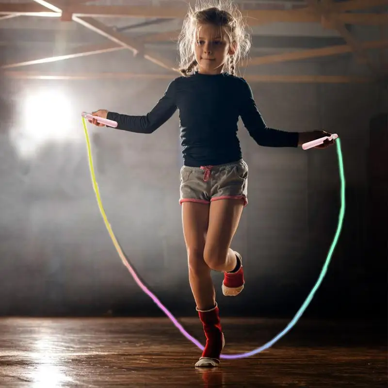 LED Light up Jump Rope Glowing LED Colorful Exercise Flashing Jump Rope Sports Light up Adjustable Luminous Toy for Boys and