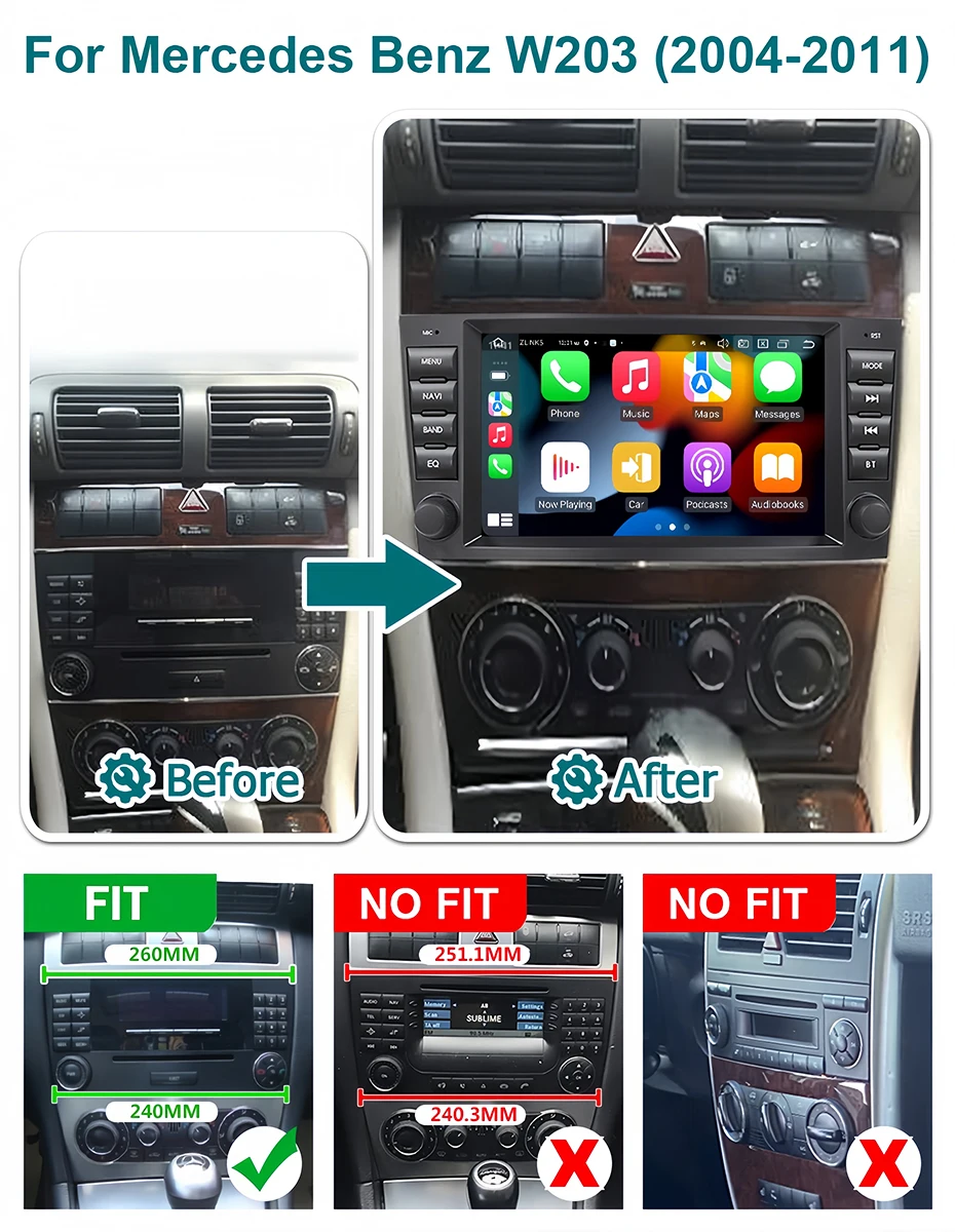 8 ''Bildschirm Autoradio Android 14 Auto Carplay für Benz C-CLASS W203 Clk/A/G-CLASS W209 W168 W463 Autoradio 2din Multimedia-Player – Detail 2
