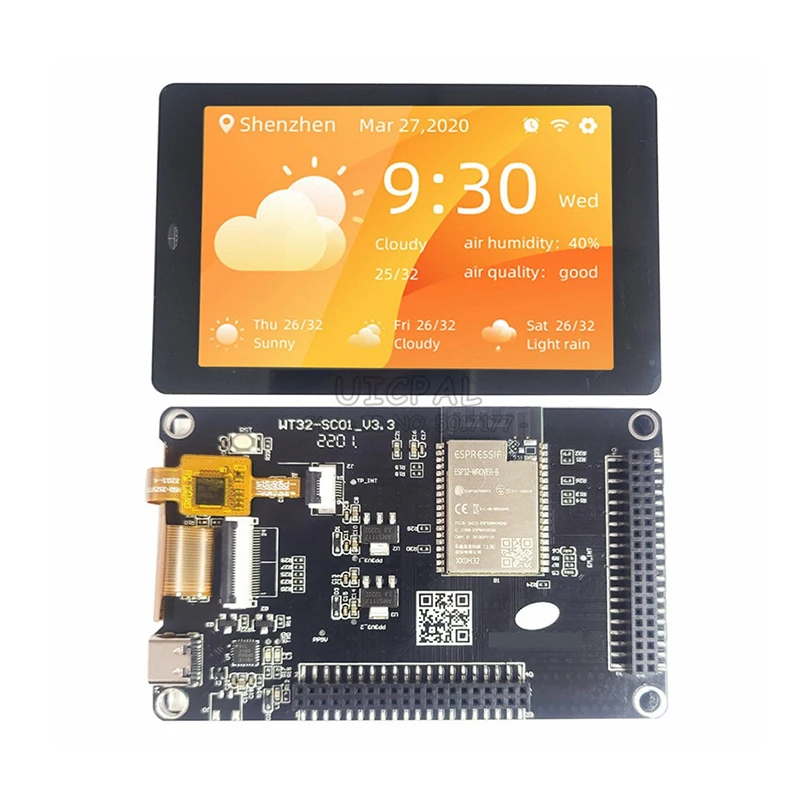 

3.5 Inch WT32-SC01 ESP32 LCD Screen Module Serial Port Display 2.4 GHz Wifi Bluetooth 4MB SPI Flash and 8MB PSRAM 320*480