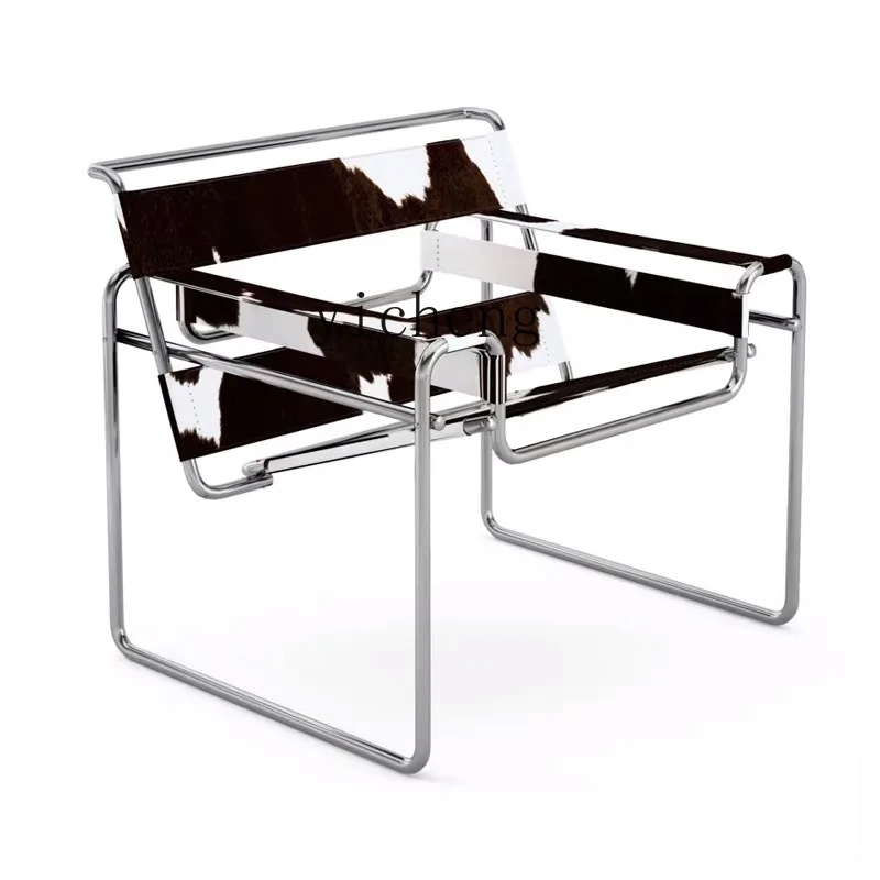 

XL Antique Designer Stainless Steel Pipe Saddle Leather Leisure Chair