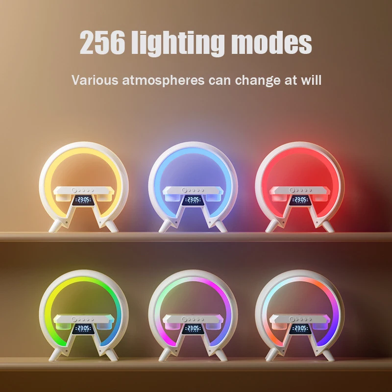 X63 Wireless Charger Colorful Atmosphere Light High-Quality Sound Long Battery Life Bluetooth Speaker Alarm Clock Time Display 4