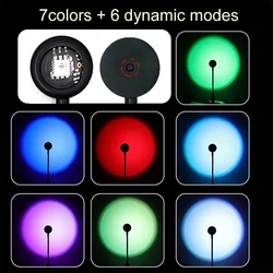 USB Sunset Lamp LED Rainbow Night Light Projector - Atmospheric Lighting for Bedroom and Home Decor (Rgb switch)