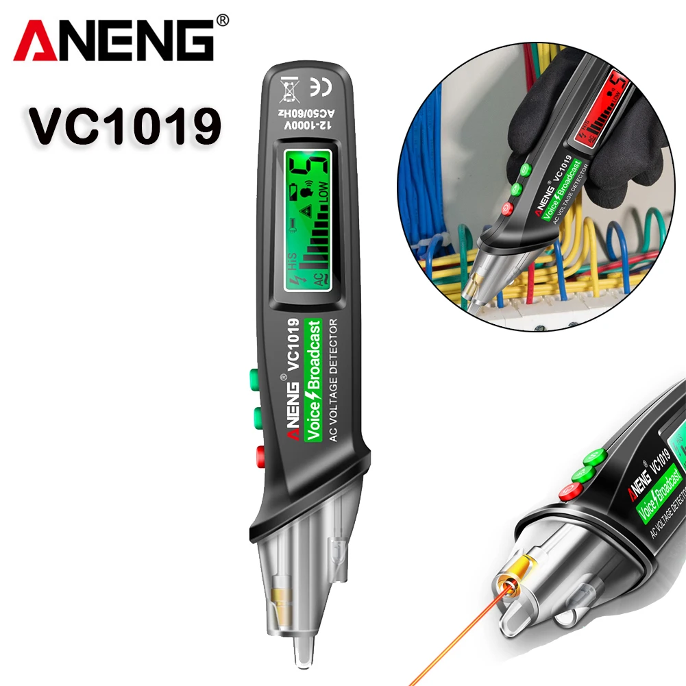 ANENGVC1019IntelligentVoiceBroadcastTesterPen12V1000VInfraredSensorPositioning