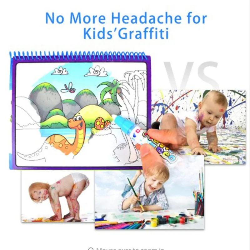 Magic Water Drawing Book Zoo Animal Dinosaurs Coloring Book Doodle Magic Pen Painting Drawing Board For Kids Educational Toys