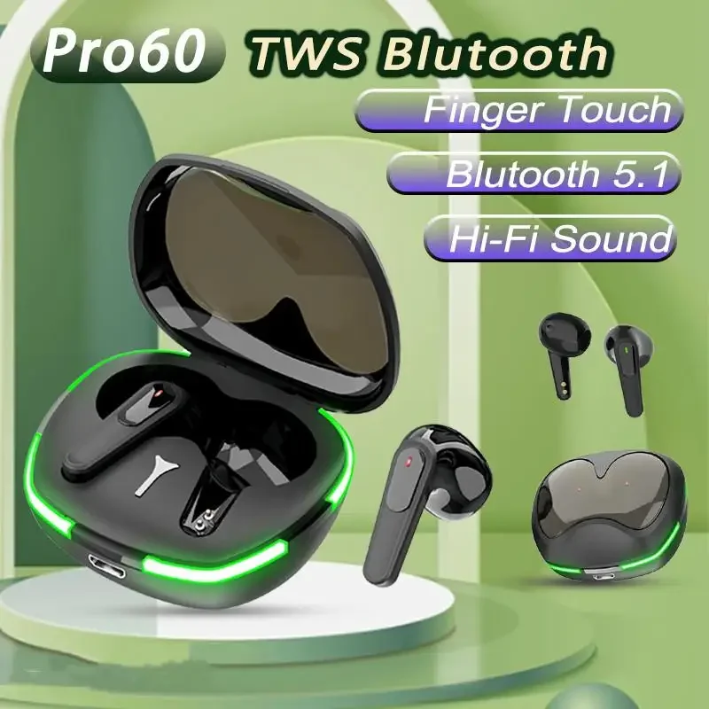 TWS Pro60 Wireless Bluetooth Headset with Mic Earbuds Noise Cancelling Stereo Bluetooth Earphones Air Pro 60 Wireless Headphones 1