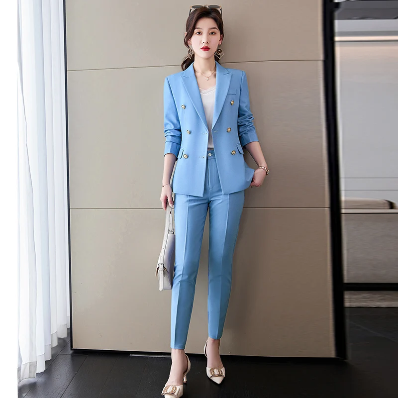 High Quality Fabric Formal Professional Women Business Work Wear Suits OL Styles Career Interview Blazers Trousers Set Pantsuits