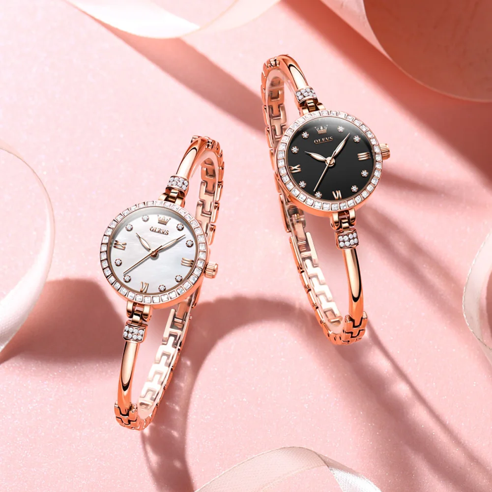 OLEVS Women Watches Creative Rose Gold Alloy Dress Bracelet Wristwatches Ladies Waterproof Female Relogio Feminin
