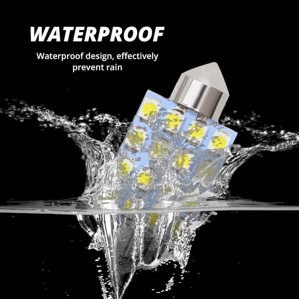 2PCS 31mm 36mm 39mm 41mm DC12V T10 흰색 3528 8SMD 독서 조명 LED 꽃줄 돔 도어 램프 꼬리 전구 장식 더블 지적