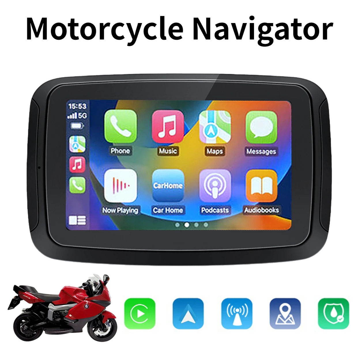 7 Inch Motorcycle CarPlay Portable Moto Navigation Support Wireless CarPlay  Android Auto Outdoor IPX7 Waterproof Screen - AliExpress