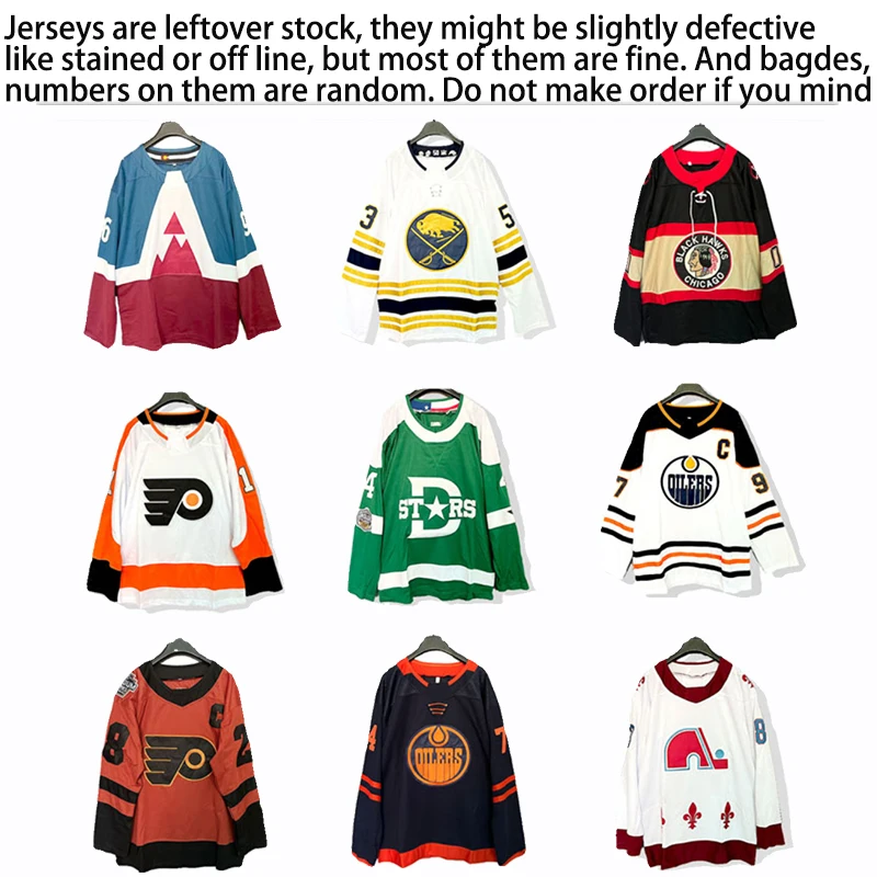 

Leftover Random Number Ice Hockey Sport Embroidery Jersey Long Sleeve Sweatshirts Loose Plus Size Pullovers Shirt