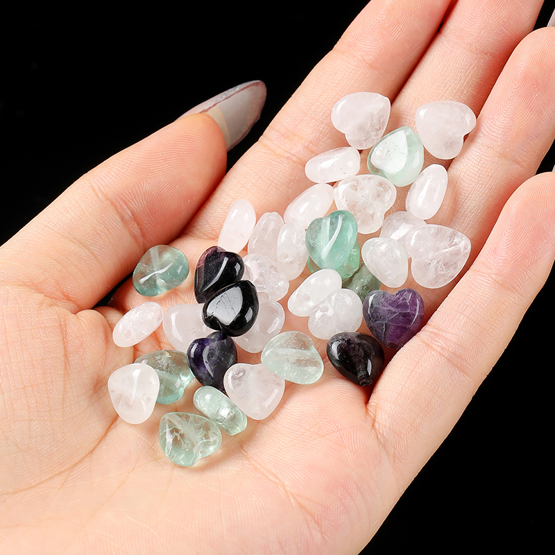 JD 10pc Natural Semi Precious Stone Heart Shaped Loose Spacer Bead for Handmade DIY Bracelet Necklace Earring Jewelry Making