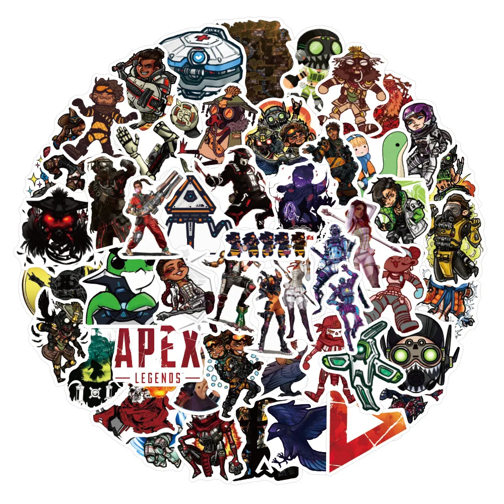 50PCS/Pack Game Apex Legends Stickers Graffiti Decals For Kid Toys Skataboard Suitcase Motorcycler Room Wall Cartoon Mini Paper