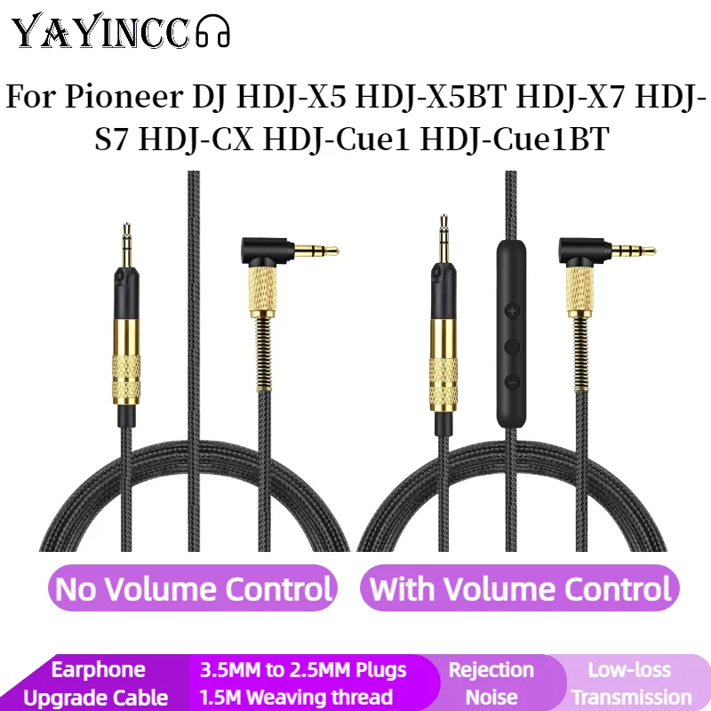 Replacement Braided Cable Extension Cord For Pioneer DJ HDJ-X5 HDJ-X5BT HDJ-X7 HDJ-S7 HDJ-CX HDJ-Cue1 HDJ-Cue1BT headset ，