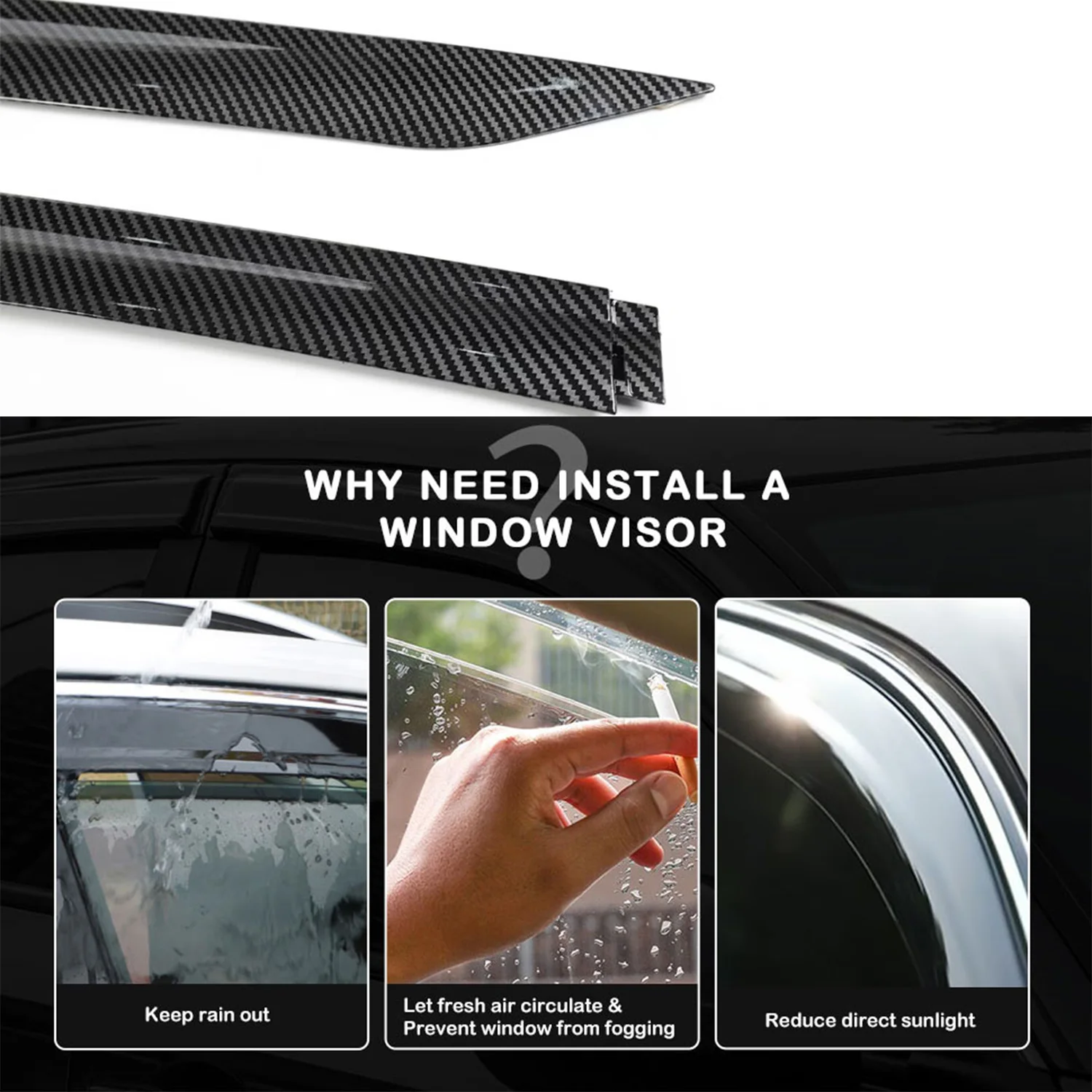 For Tesla Model 3 Model Y Window Visors Vent Air Deflector Ventshade Ventvisor Side Window Deflector Rain Sun Guard -