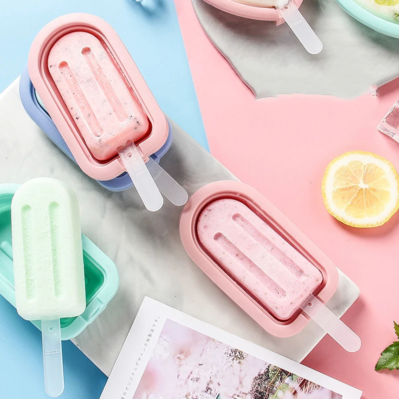 

Stackable Popsicle Molds Reusable Silicone Ice Cream Mold DIY Dessert Ice Cream Mold with Stick Multicolour Silicone