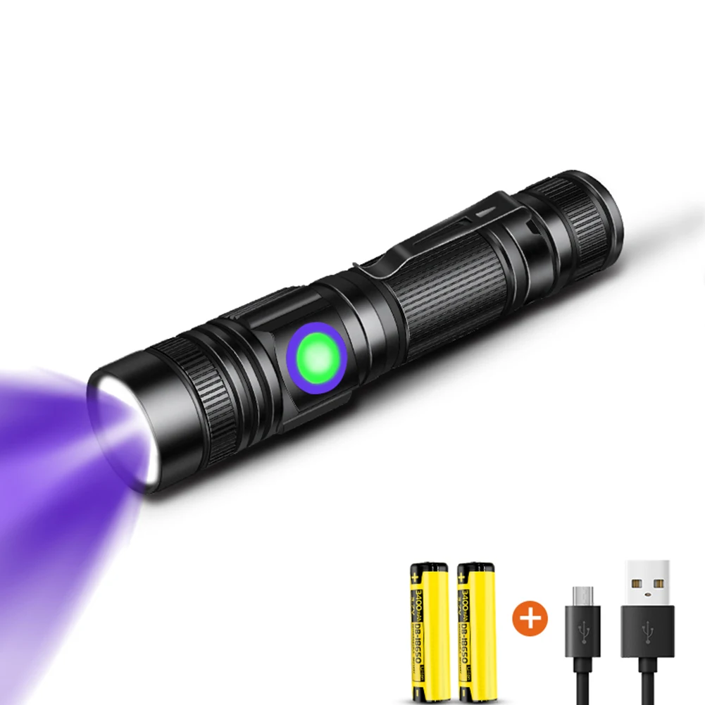 365nm LED UV Light 3400mAh USB Charging Purple Light Zoomable Ultraviolet Torch Pet Urine Stains Detector Scorpion UV Flashlight uv flashlight