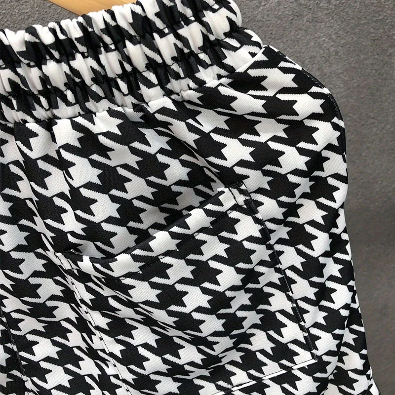 2024 New Summer American Retro Irregular Elegant Fashion Hip Hop Men's Wear Loose Casual Plaid Shorts Drawstring Y2K Chic Pants