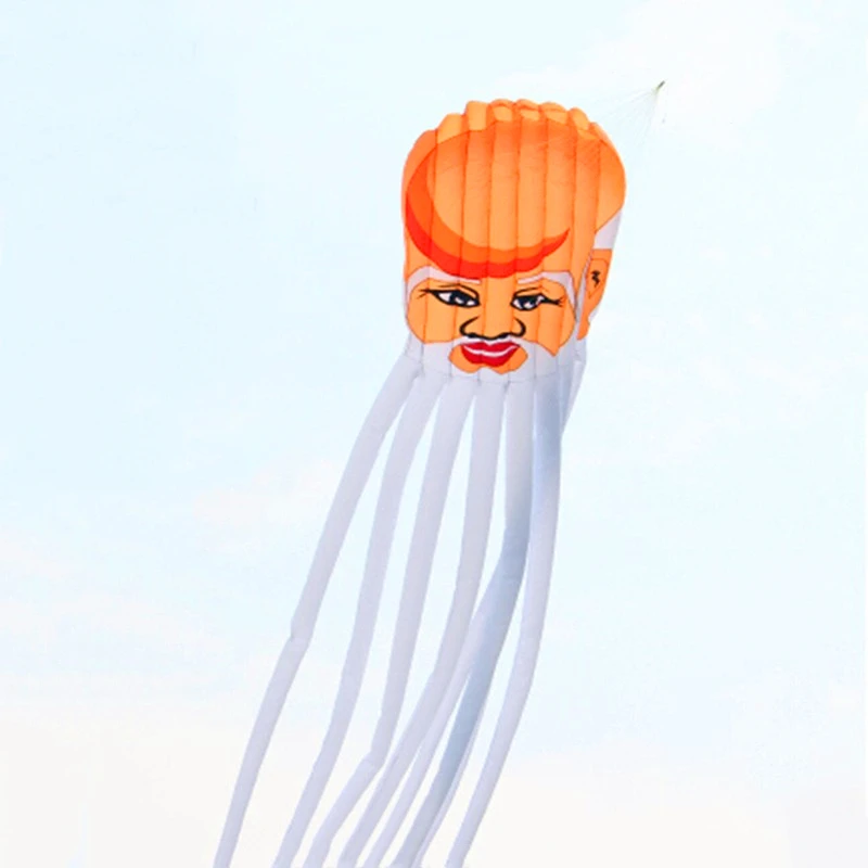 free shipping 18m 26m longevity octopus kite large soft kite line ripstop nylon fabric kite white bearded fly in sky outdoor toy