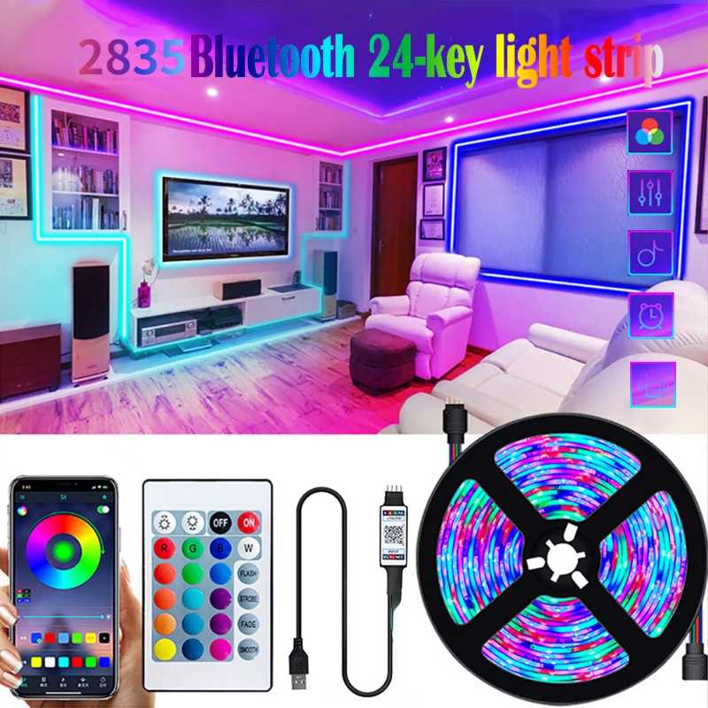5m Rgb Led Light Strip 2835 Smd Bluetooth Control 60 Led/m Led Strip For Room Decor Usb 5v Tv
