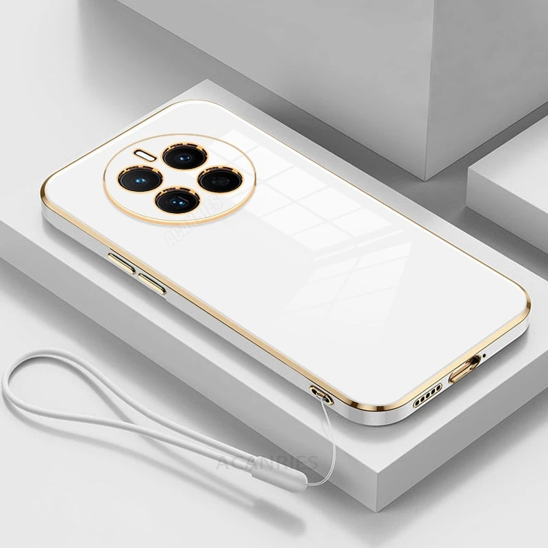 Luxury Plating Lanyard Silicone Phone Case - Elegant Back Cover