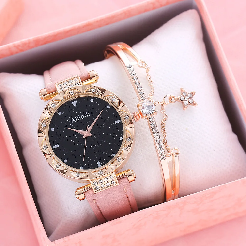 

Explosive Starry Sky Fashion Frosted Belt Watch 12 Diamond Starry Face Ladies Casual Watch Reloj De Mujer
