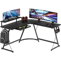Vista L-Shape Desk with Monitor Stand, Black 1