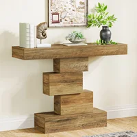 Tribesigns Table console de ferme de 42,5 pouces, table de canapé étroite en bois derrière le canapé avec base géométrique, accent d'entrée industrielle Ta 1
