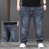 Oversized Men's Denim Jeans Fashion Label High Quality Brand Elastic Loose Fitting Fashionable Large Size 6XL 7XL 8XL Pants Male 1