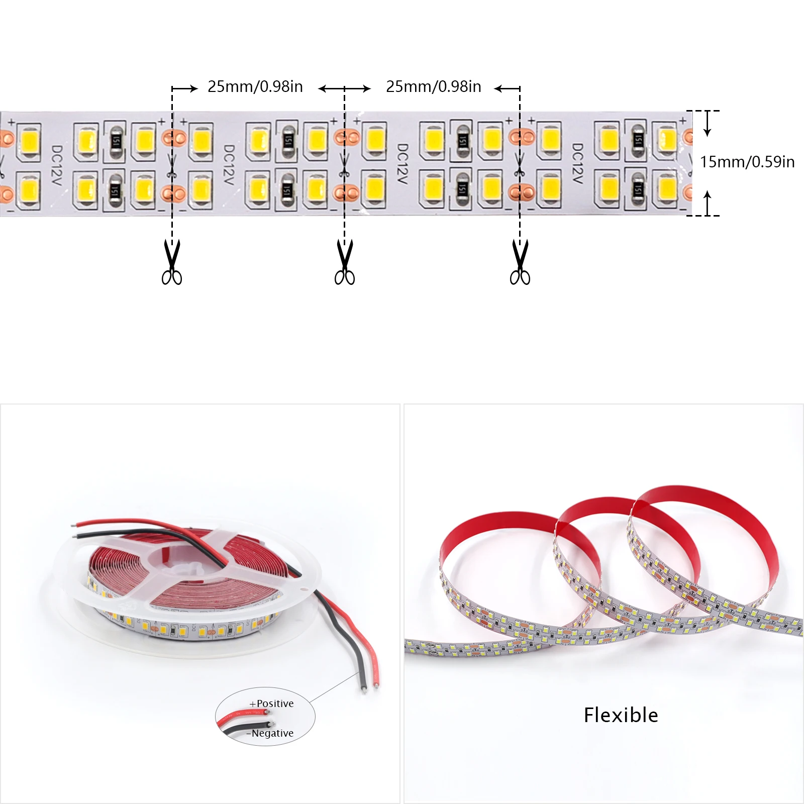 12V 24V LED Strip Lights 5M 2835 Flexible LED Tape S83c486385e8a4f929e8f94003f9dc842o
