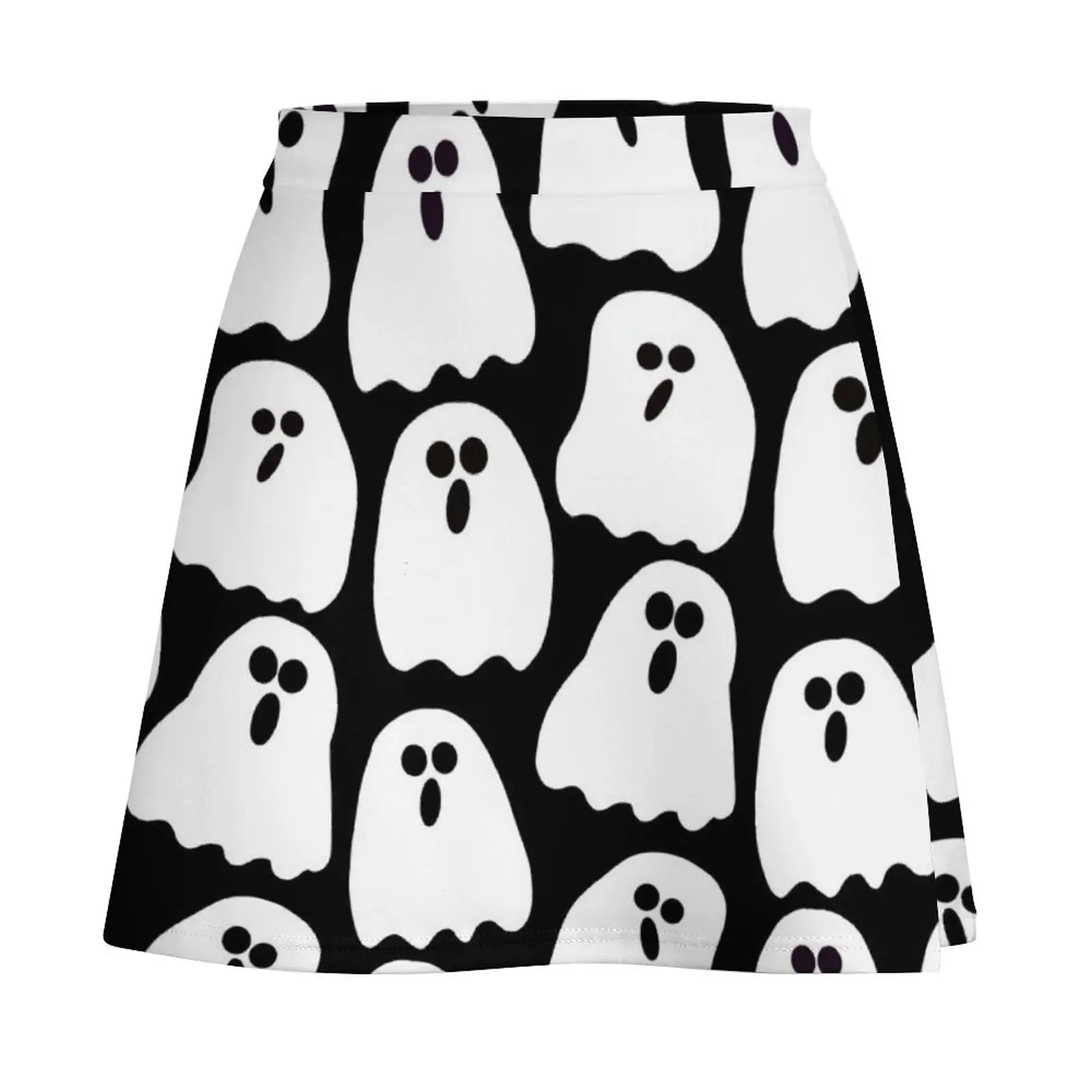 Halloween Black and White Ghosts Pattern Mini Skirt Clothing female skirt set fashion
