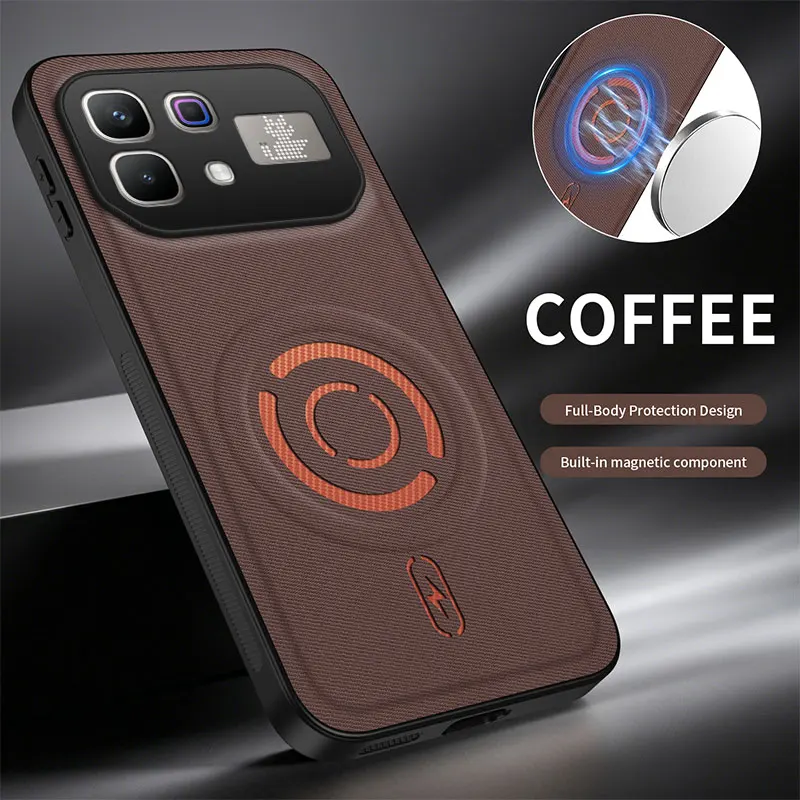 Magnetic Textured Leather Drop-Protection Phone Case Cover