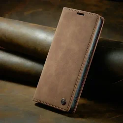Elegant Leather Magnetic Case with Card Pouch - Galaxy A37 5G (Brown)