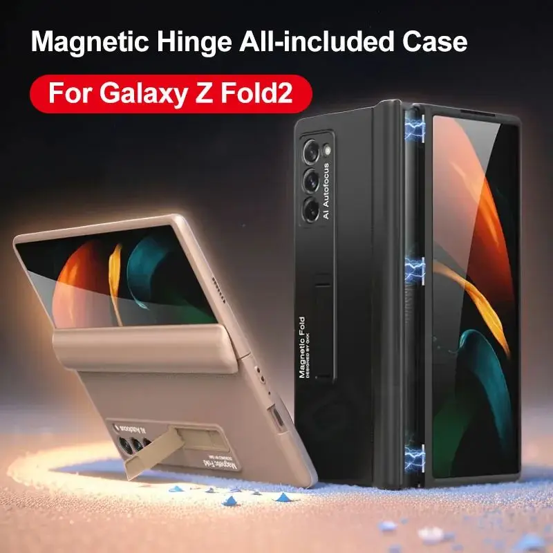 

Чехол с магнитным шарниром для Samsung Galaxy Z Fold 2 5G, противоударный защитный матовый чехол с подставкой для Galaxy Z Fold2