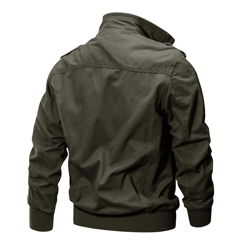 MAGCOMSEN Men's Bomber Pilot Jacket Autumn Standing Collar Windproof Jacket with Multiple Pockets 2