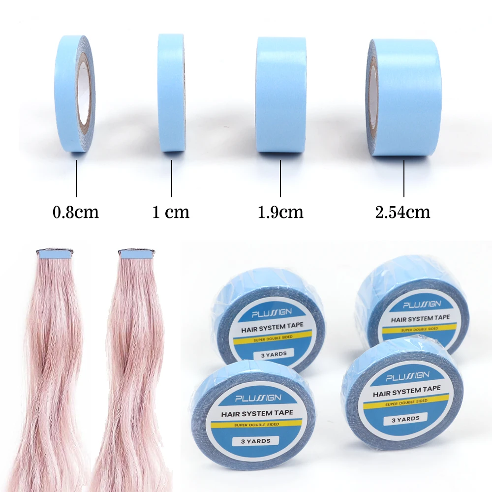 0.8Cm/1Cm/1.9Cm/2.5Cm wig tape Double-Sided Adhesive For All Wigs 3Yards/Roll Blue Hair For Salon Wig Installation