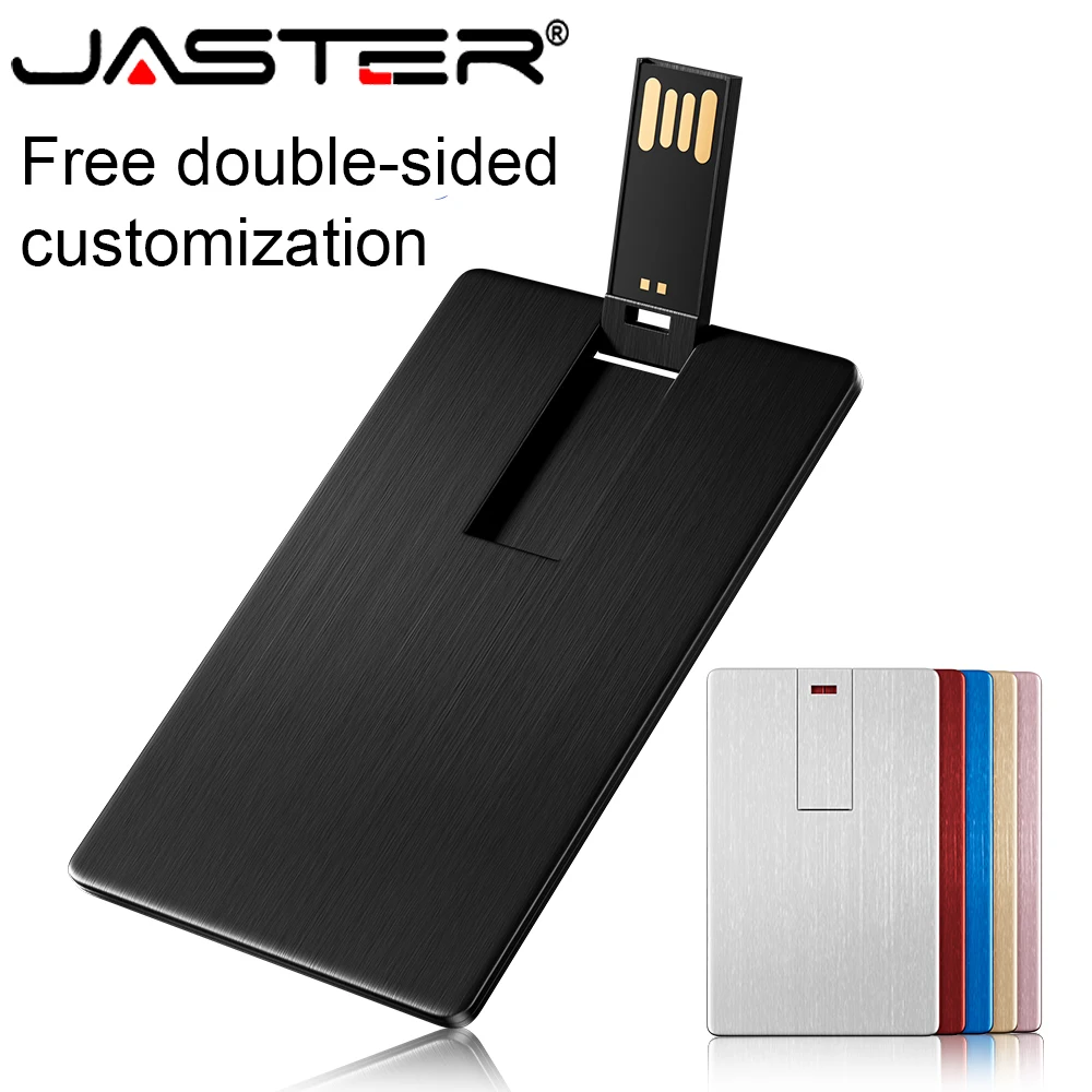 무료 맞춤형 로고 금속 카드 USB 플래시 드라이브 64GB 실제 용량 메모리 ..