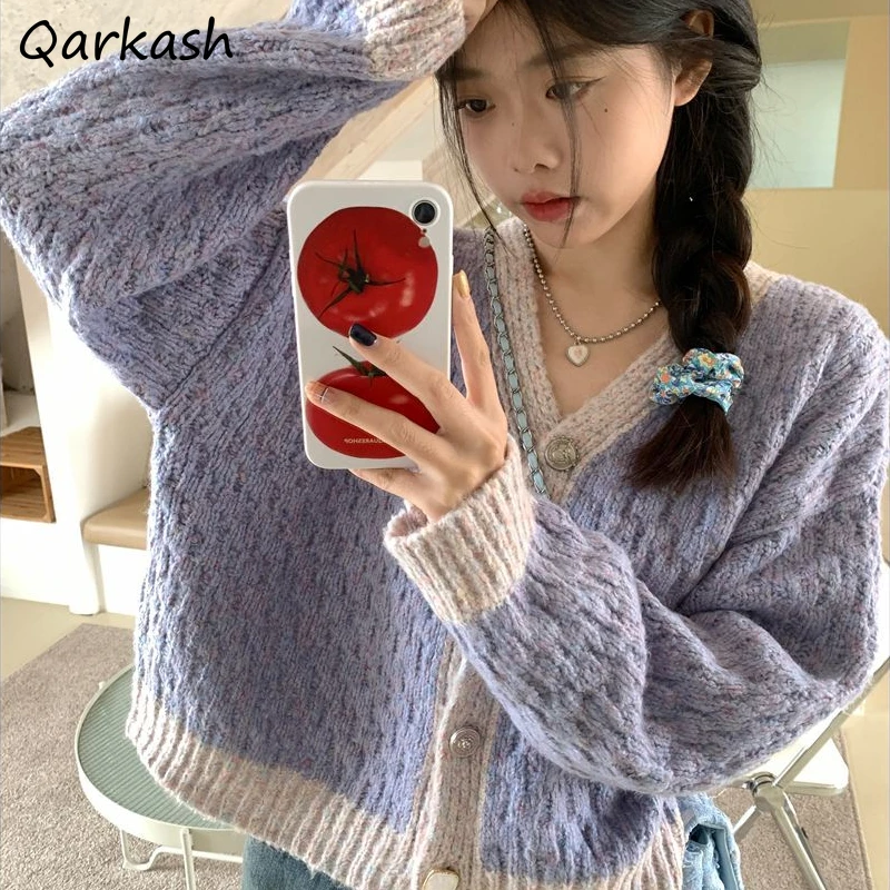 여성용 싱글 브레스티드 가디건, 니트 코트, V넥 스트리트웨어, Y2k 소녀 스웨터, 시크한 가을, 달콤한 캐주얼, 한국 여성 패션