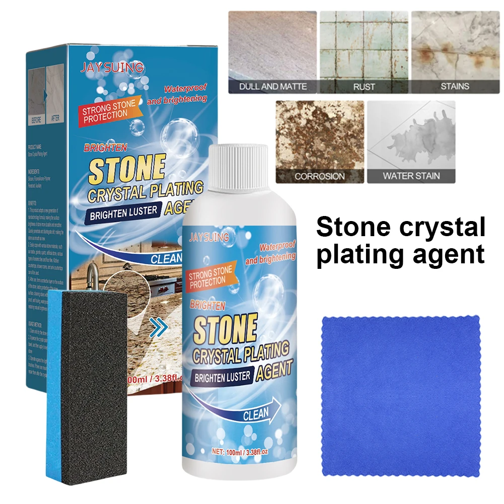 Stone Polishing and Coating Agent Stone Crystal Plating Brighten Luster Agent with Sponge and Towel Marble Crystal Plating