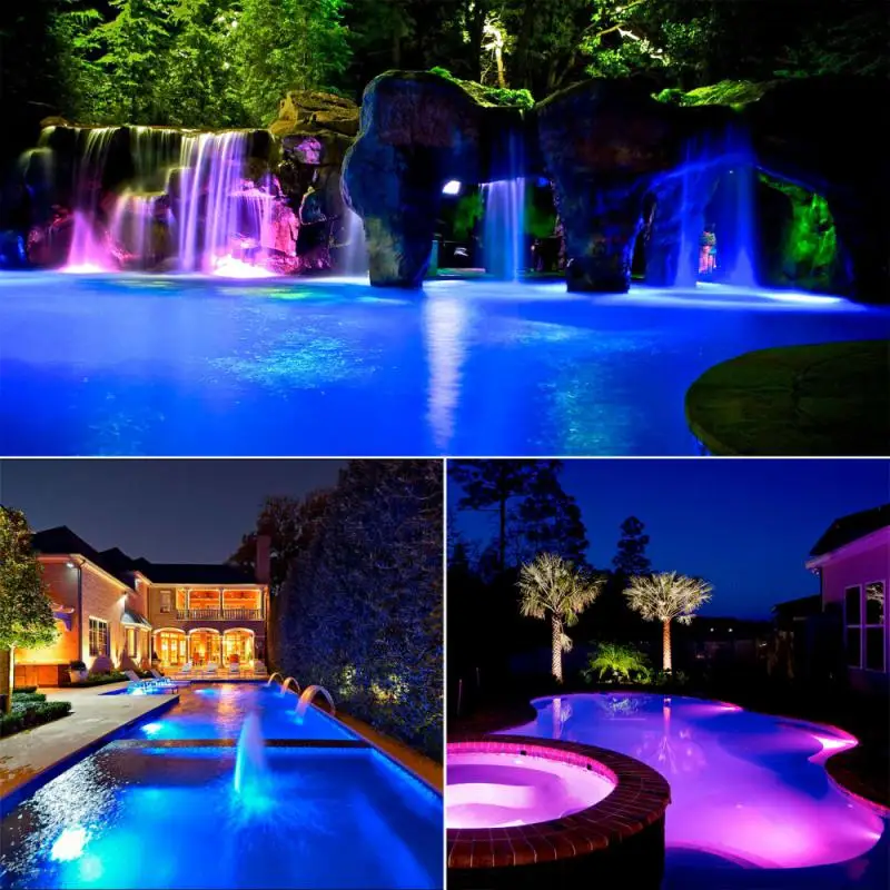 38W RGB Led Swimming Pool Light LED Waterproof AC12V Outdoor RGB UnderWater Ambient Light Pond Led Spotlight Decor Dropship underwater disco light