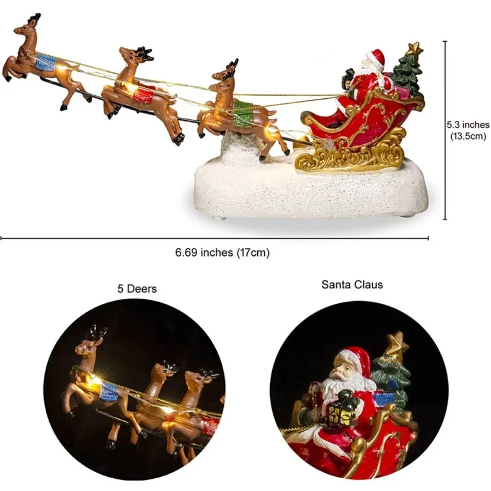クリスマス村の装飾 サンタそり & トナカイ グッズ 置物 プリライト