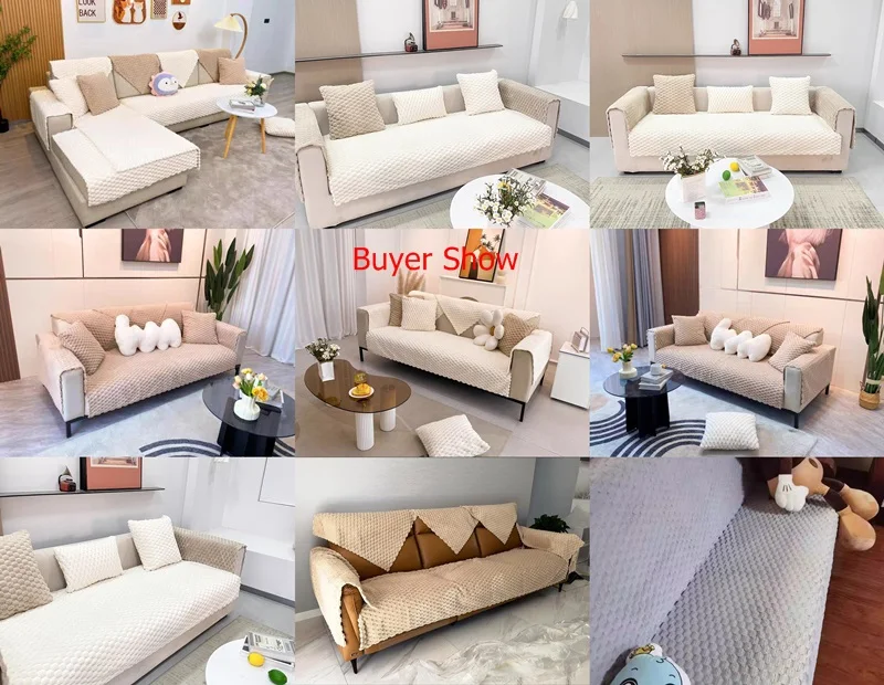 Description Picture 2 of itemWinter Sofa Cover Thicken Plush Non-Slip Couch Cushion for Living Room Soft Universal Sofa Cover Back Towel Sectional Sofa Mat