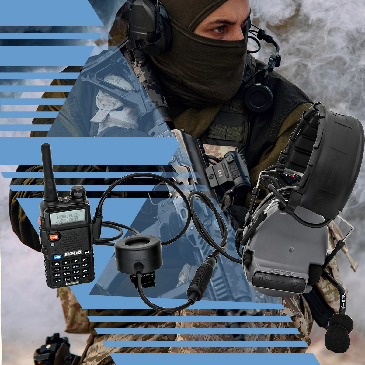 TS TAC-SKY TCI PTT Tactical Headset Accessory PTT Adapter for Hearing Protection COMTAC SORDIN Walkie Talkie Headset